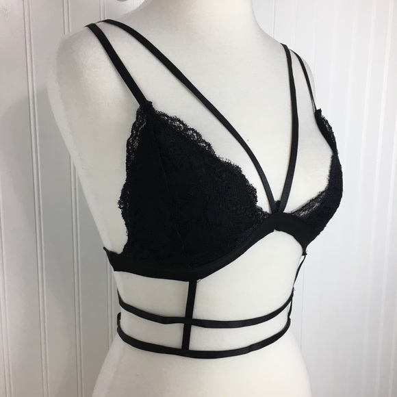 Other - Black cage bra adjustable straps lace size small
